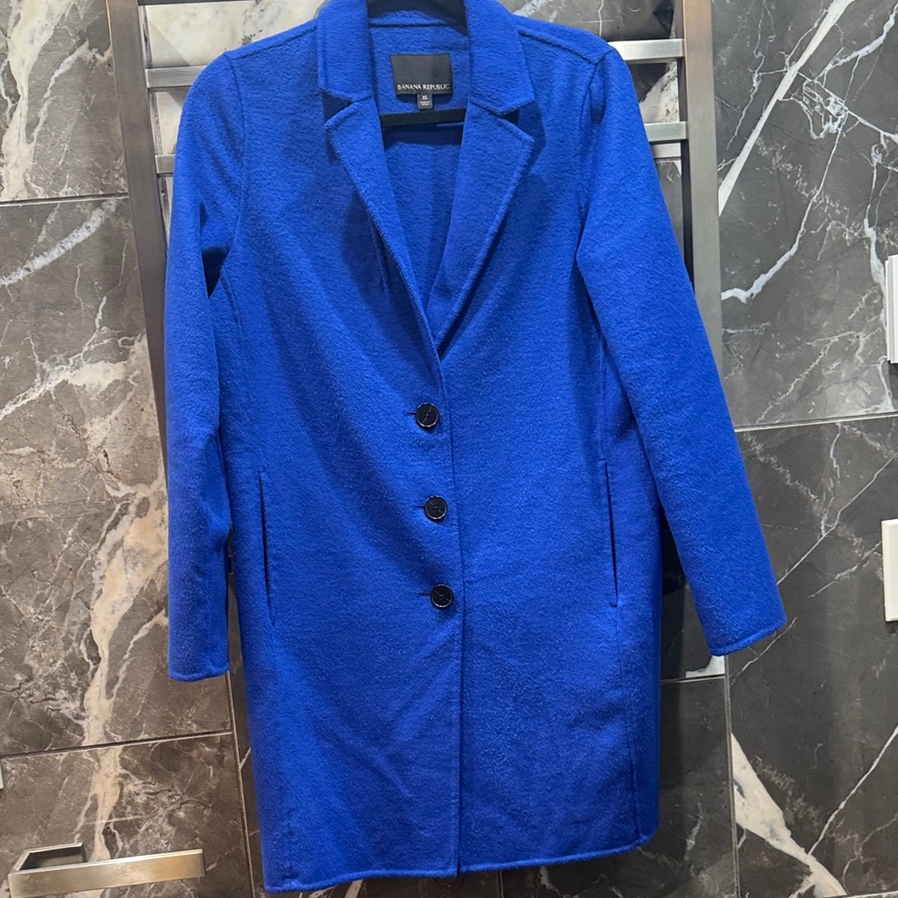 Banana Republic Royal Blue Double-faced Wool Women's Blazer Car Coat